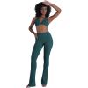 imageSunzel No Front Seam Flare Leggings for Women with Pockets Hidden Butt Lifting Scrunch Tummy Control Mini Flared Yoga PantsForest Green