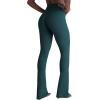 imageSunzel No Front Seam Flare Leggings for Women with Pockets Hidden Butt Lifting Scrunch Tummy Control Mini Flared Yoga PantsForest Green