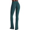 imageSunzel No Front Seam Flare Leggings for Women with Pockets Hidden Butt Lifting Scrunch Tummy Control Mini Flared Yoga PantsForest Green