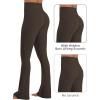 imageSunzel No Front Seam Flare Leggings for Women with Pockets Hidden Butt Lifting Scrunch Tummy Control Mini Flared Yoga PantsSeal Brown