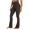 imageSunzel No Front Seam Crossover Flare Leggings for Women Hidden Butt Lifting Scrunch Tummy Control Mini Flared Yoga PantsSeal Brown