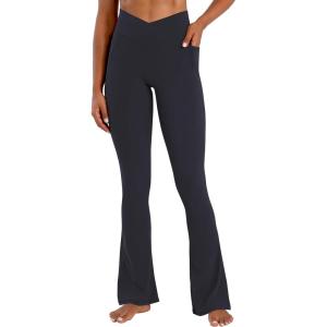 imageSunzel Hidden Butt Lifting Scrunch Flare Leggings for Women with Pockets No Front Seam Tummy Control Mini Flared Yoga PantsAsh Blue