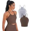 imageSunzel Free to Be Tank Crop Ribbed Tank Tops Seamless Racerback Camisoles No pad Camis Cropped Workout Gym YogaGrey Brown2pcscrop