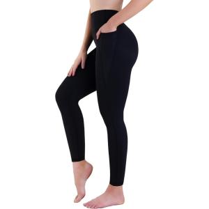 imageSunzel Sustainable High Waisted Butt Lifting Leggings with Pockets for Women No Front Seam Tummy Control Workout Yoga PantsBlack