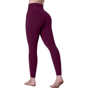 imageSunzel Sustainable High Waisted Butt Lifting Leggings with Pockets for Women No Front Seam Tummy Control Workout Yoga PantsCherry Red