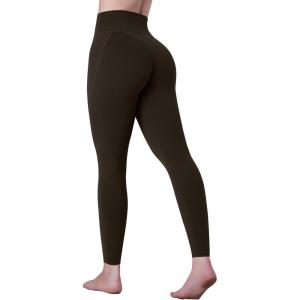 imageSunzel Sustainable High Waisted Butt Lifting Leggings with Pockets for Women No Front Seam Tummy Control Workout Yoga PantsSeal Brown