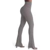 imageSunzel Hidden Butt Lifting Scrunch Flare Leggings for Women No Front Seam Crossover Tummy Control Mini Flared Yoga PantsCharcoal Gray