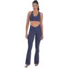 imageSunzel Mini Flare Leggings for Women V Crossover Mid Rise Workout Flared Yoga Pants with Tummy Control and Wide LegAsh Blue