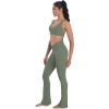 imageSunzel Mini Flare Leggings for Women V Crossover Mid Rise Workout Flared Yoga Pants with Tummy Control and Wide LegAsh Green