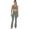 imageSunzel Mini Flare Leggings for Women V Crossover Mid Rise Workout Flared Yoga Pants with Tummy Control and Wide LegAsh Green