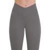 imageSunzel Mini Flare Leggings for Women V Crossover Mid Rise Workout Flared Yoga Pants with Tummy Control and Wide LegCharcoal Gray
