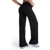imageSunzel Womens Butt Lifting Wide Leg Yoga Pants High Waist Tummy Control No Front Seam Straight Leg Workout Gym BottomsBlack