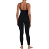 imageSunzel Workout Jumpsuits for Women Adjustable Spaghetti Strap Leggings Bodysuit Square Neck Sleeveless One Piece Yoga UnitardBlack