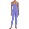 imageSunzel Workout Jumpsuits for Women Adjustable Spaghetti Strap Leggings Bodysuit Square Neck Sleeveless One Piece Yoga UnitardPeriwinkle