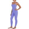 imageSunzel Workout Jumpsuits for Women Adjustable Spaghetti Strap Leggings Bodysuit Square Neck Sleeveless One Piece Yoga UnitardPeriwinkle