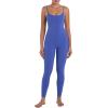imageSunzel Workout Jumpsuits for Women Adjustable Spaghetti Strap Leggings Bodysuit Square Neck Sleeveless One Piece Yoga UnitardSapphire Blue