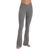 imageSunzel Mini Flare Leggings for Women V Crossover Mid Rise Workout Flared Yoga Pants with Tummy Control and Wide LegCharcoal Gray