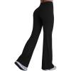 imageSunzel Women Hidden Butt Lift Flare Yoga Pants No Front Seam V Crossover High Waist Flare Leg Lounge Workout Flared LeggingsBlack
