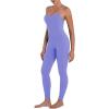 imageSunzel Workout Jumpsuits for Women Adjustable Spaghetti Strap Leggings Bodysuit Square Neck Sleeveless One Piece Yoga UnitardPeriwinkle