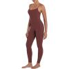 imageSunzel Workout Jumpsuits for Women Adjustable Spaghetti Strap Leggings Bodysuit Square Neck Sleeveless One Piece Yoga UnitardWine Red