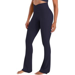 imageSunzel Hidden Butt Lifting Scrunch Flare Leggings for Women No Front Seam Crossover Tummy Control Mini Flared Yoga PantsAsh Blue