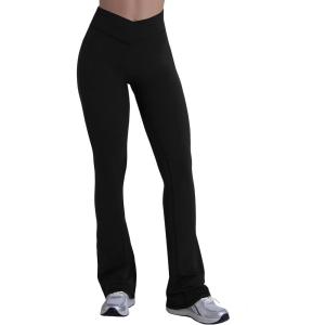 imageSunzel Hidden Butt Lifting Scrunch Flare Leggings for Women No Front Seam Crossover Tummy Control Mini Flared Yoga PantsBlack