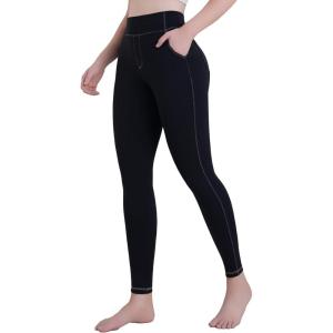 imageSunzel Leggings for Women Tummy Control Jean Style Compression Workout High Waisted Yoga Pants with Back PocketsBlack
