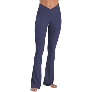 imageSunzel Mini Flare Leggings for Women V Crossover Mid Rise Workout Flared Yoga Pants with Tummy Control and Wide LegAsh Blue