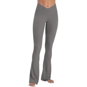 imageSunzel Mini Flare Leggings for Women V Crossover Mid Rise Workout Flared Yoga Pants with Tummy Control and Wide LegCharcoal Gray