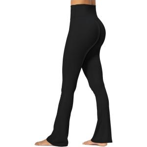 imageSunzel No Front Seam Mini Flare Leggings for Women Invisible Butt Scrunch Flared Yoga Pants with Tummy ControlBlack
