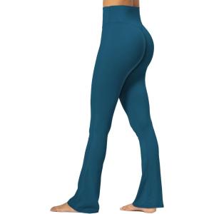 imageSunzel No Front Seam Mini Flare Leggings for Women Invisible Butt Scrunch Flared Yoga Pants with Tummy ControlForest Green