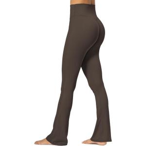 imageSunzel No Front Seam Mini Flare Leggings for Women Invisible Butt Scrunch Flared Yoga Pants with Tummy ControlSeal Brown