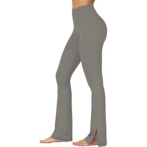 imageSunzel Sunzfly Split Hem Flare Leggings for Women High Waisted Casual Bootcut Flared Yoga Pants with Tummy ControlCharcoal Gray