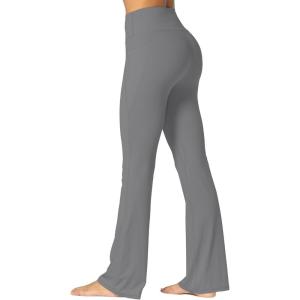 imageSunzel Sunzfly Womens Mini Flare Leggings with Pockets High Waisted Tummy Control Yoga Pants Bootcut Workout Gym CasualCharcoal Gray