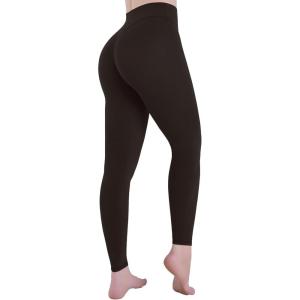 imageSunzel Sustainable Butt Lifting Leggings for Women No Front Seam High Waist Tummy Control Booty Sculpting Workout Yoga PantsSeal Brown