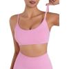 imageSunzel Womens Open Back Sports Bra Adjustable Spaghetti Strap Seamless Low Impact Workout Gym Yoga Bra with Removable PadsPink