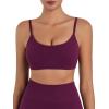 imageSunzel Womens Open Back Sports Bra Adjustable Spaghetti Strap Seamless Low Impact Workout Gym Yoga Bra with Removable PadsPurple