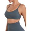 imageSunzel Womens Open Back Sports Bra Adjustable Spaghetti Strap Seamless Low Impact Workout Gym Yoga Bra with Removable PadsStorm Grey