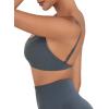 imageSunzel Womens Open Back Sports Bra Adjustable Spaghetti Strap Seamless Low Impact Workout Gym Yoga Bra with Removable PadsStorm Grey