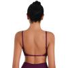 imageSunzel Womens Open Back Sports Bra Adjustable Spaghetti Strap Seamless Low Impact Workout Gym Yoga Bra with Removable PadsPurple
