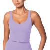 imageWomen VNeck Longline Sports Bras Low U Back Workout Yoga Athletic Crop Tank Top with Built in BraLilac