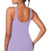 imageWomen VNeck Longline Sports Bras Low U Back Workout Yoga Athletic Crop Tank Top with Built in BraLilac