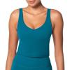 imageWomen VNeck Longline Sports Bras Low U Back Workout Yoga Athletic Crop Tank Top with Built in BraDeep Lagoon