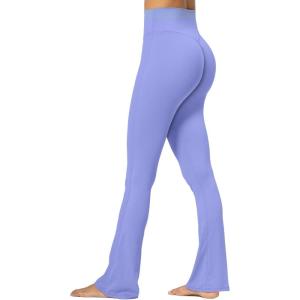 imageSunzel No Front Seam Mini Flare Leggings for Women Invisible Butt Scrunch Flared Yoga Pants with Tummy ControlPeriwinkle