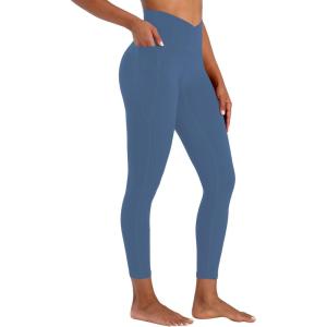 imageSunzel Butt Lifting Scrunch Leggings for Women with Pockets No Front Seam Crossover Workout Booty Yoga Pants Tummy ControlBlue Gray
