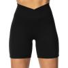 image:imageSunzel Crossover Biker Shorts for Women No Front Seam V High Waist Yoga Workout Gym Shorts with Tummy ControlBlack