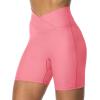 image:imageSunzel Crossover Biker Shorts for Women No Front Seam V High Waist Yoga Workout Gym Shorts with Tummy ControlBubblegum Pink