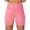 image:imageSunzel Crossover Biker Shorts for Women No Front Seam V High Waist Yoga Workout Gym Shorts with Tummy ControlBubblegum Pink