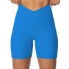 image:imageSunzel Crossover Biker Shorts for Women No Front Seam V High Waist Yoga Workout Gym Shorts with Tummy ControlClassic Blue