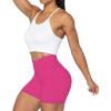 image:imageSunzel Crossover Biker Shorts for Women No Front Seam V High Waist Yoga Workout Gym Shorts with Tummy ControlHot Pink
